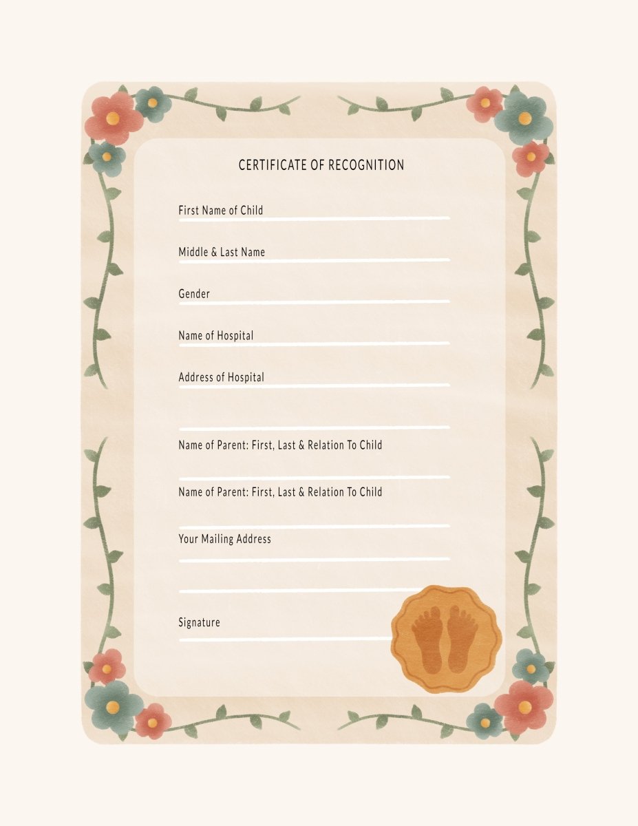 Certificate of Recognition - Free Baby Loss Printables - In Memory Of You